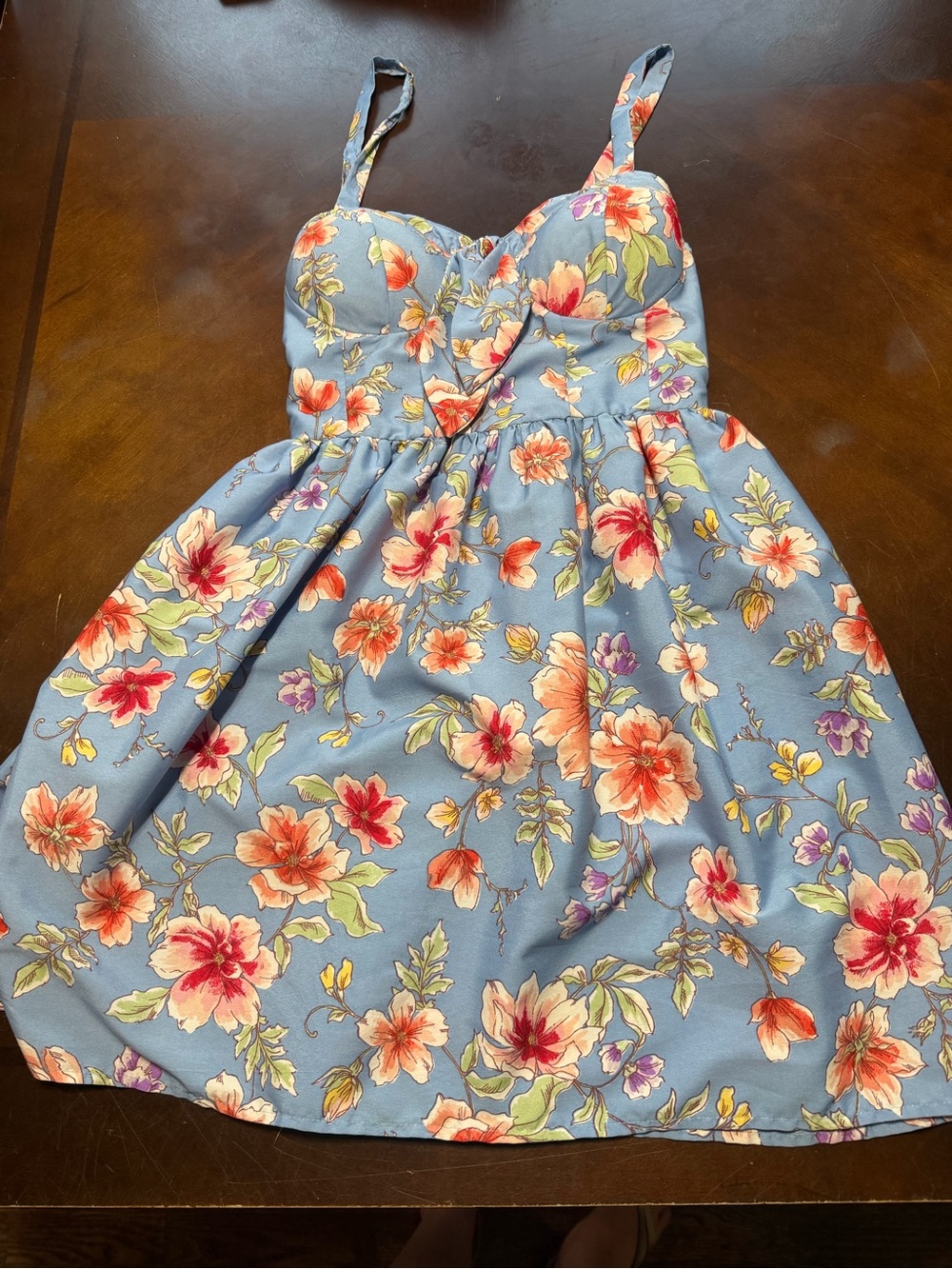 Band of Gypsies Blue Floral Sundress with Coral and Cream Blooms